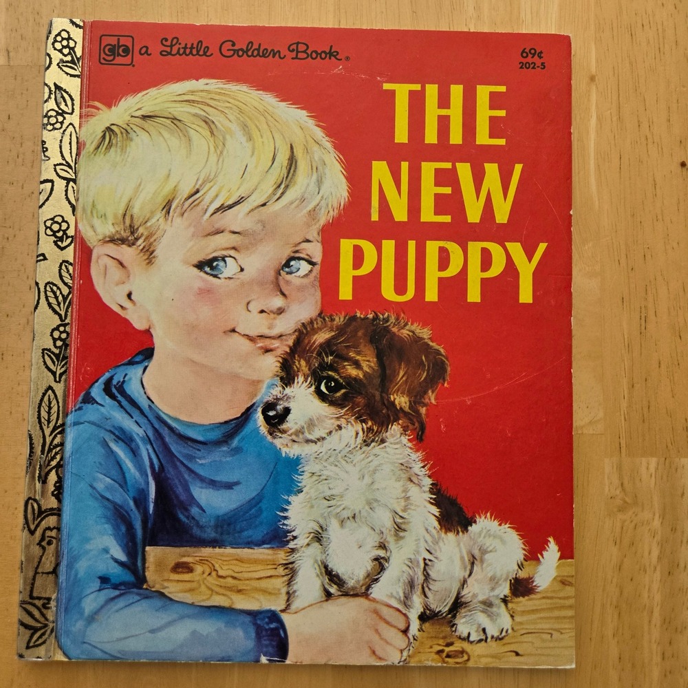 Vintage The New Puppy Little Golden Book #202-5 Hardcover Children's Storybook